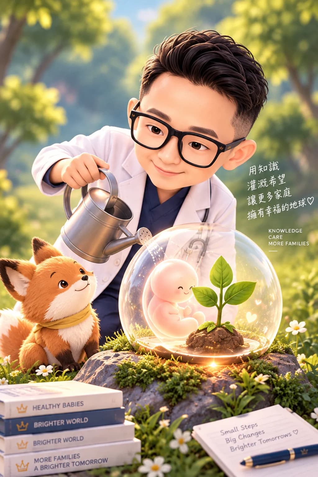 小王子醫師替玻璃罩裡的胚胎與新芽澆水:用知識灌溉希望